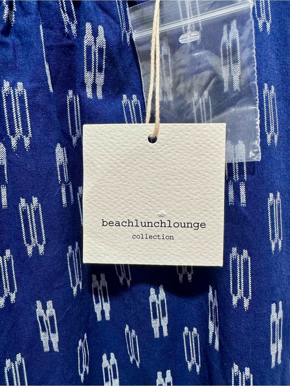 Beach Lunch Lounge Steffie‎ Mini Dress Blue Ikat Tie Shoulder NWT Size S - Picture 4 of 6